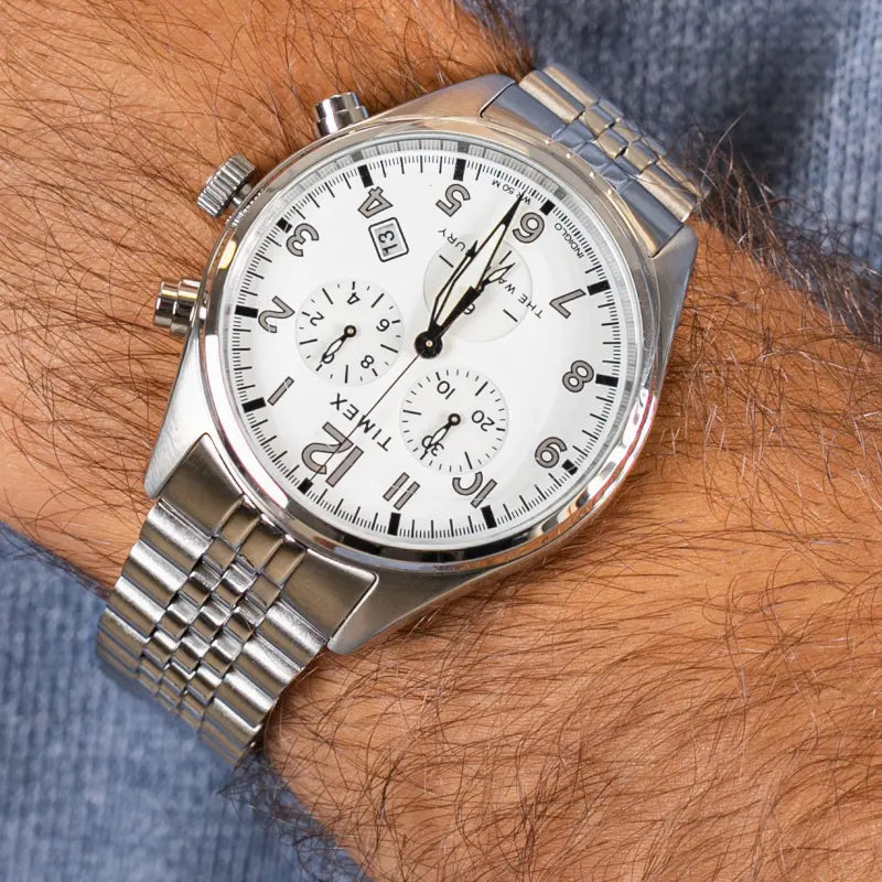 Timex Men's Silver Stainless Steel Watch, White Dial | Tw2r88500