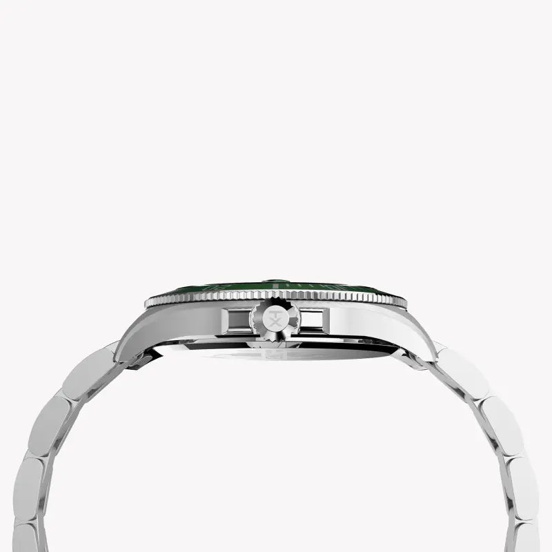 Timex Men's Silver Stainless Steel, Green Dial | Tw2u72000