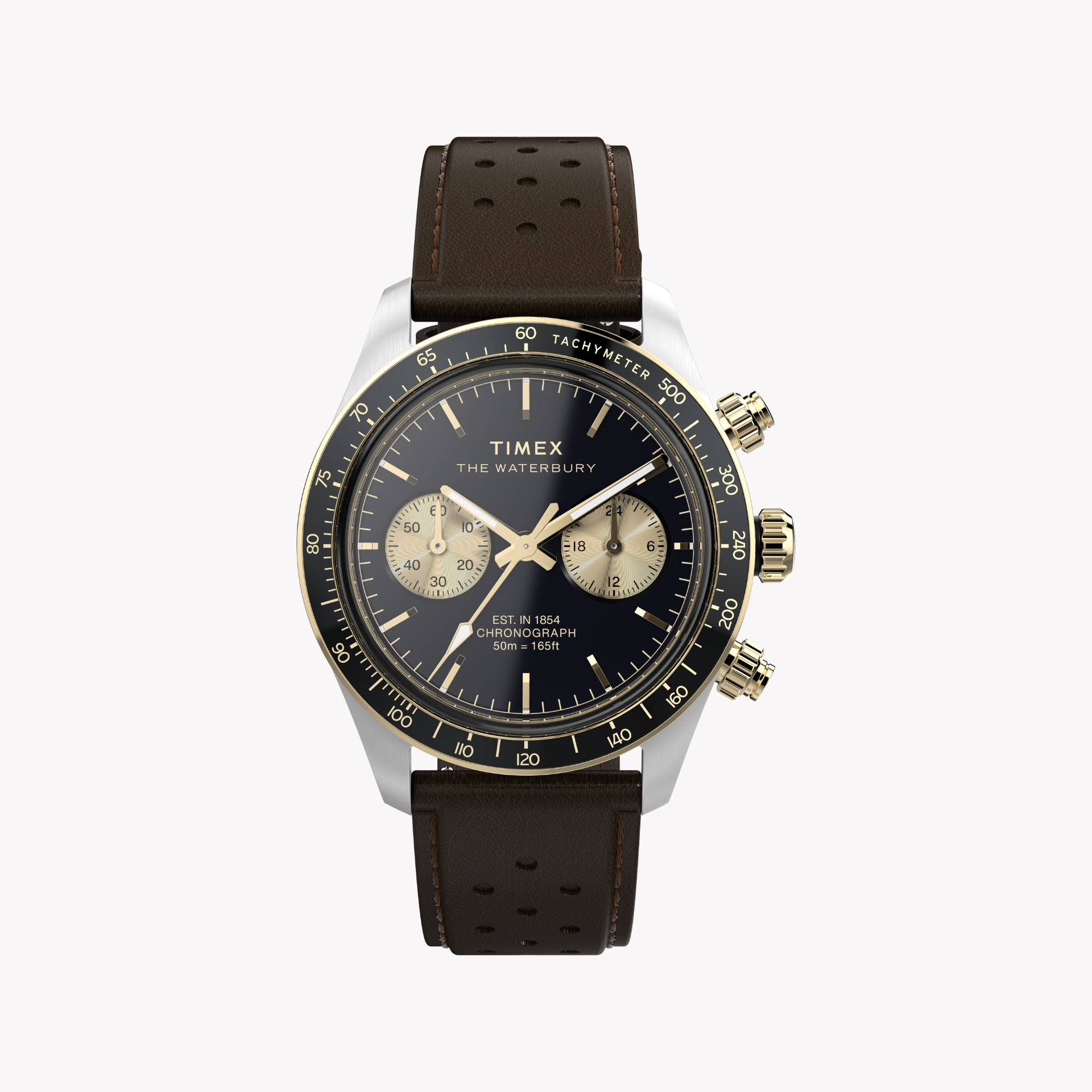 Timex Men's Silver/Brown Leather Watch | Tw2y24100