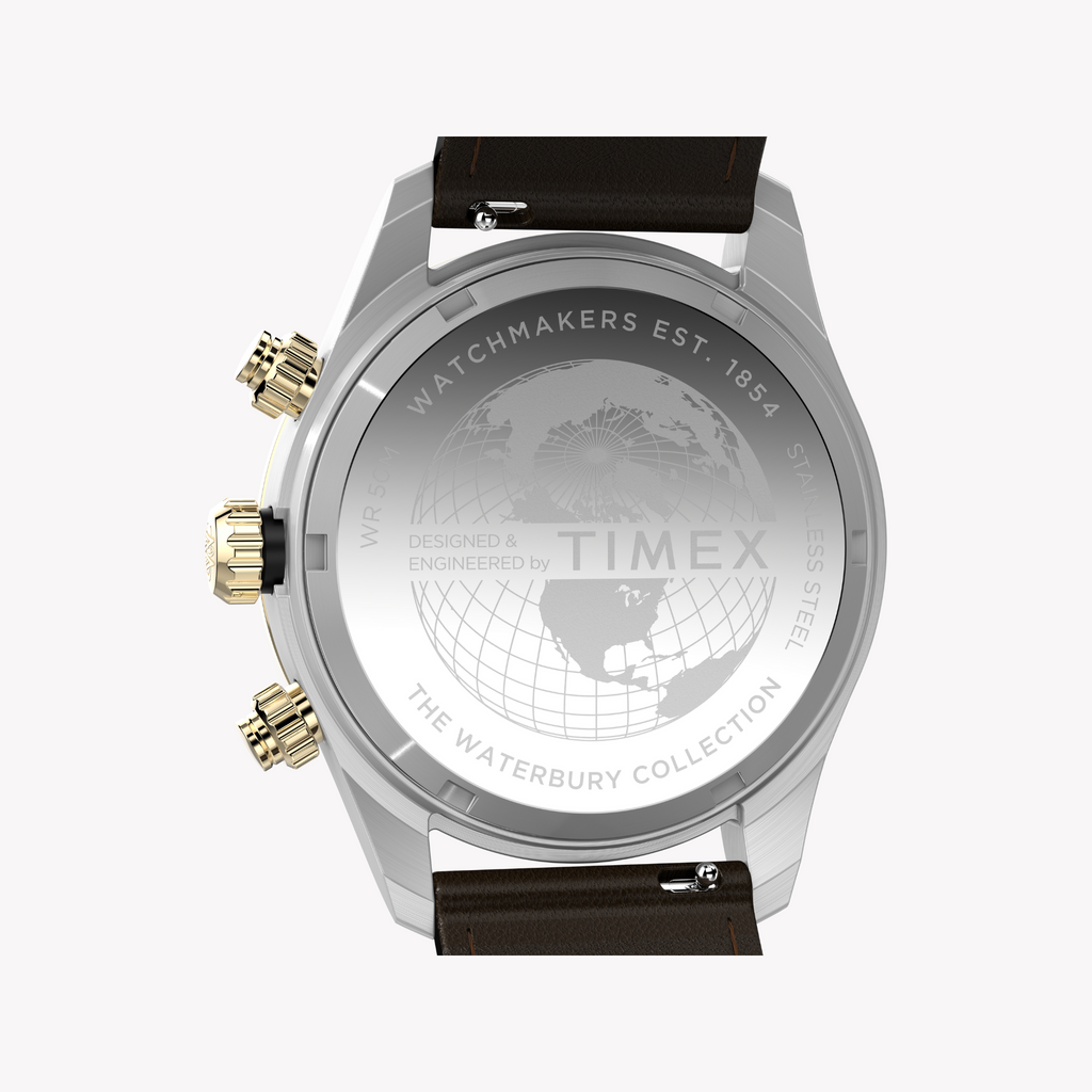Timex Men's Silver/Brown Leather Watch | Tw2y24100