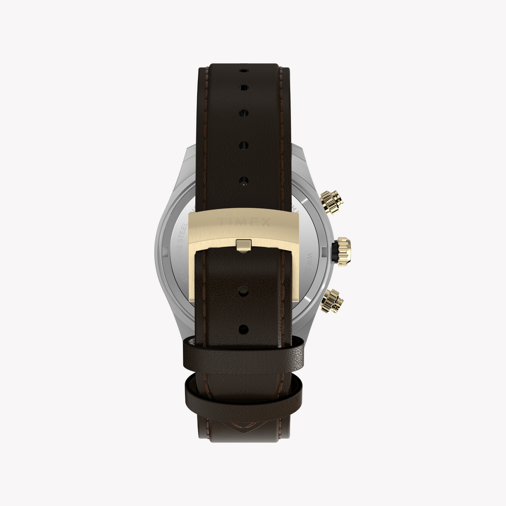 Timex Men's Silver/Brown Leather Watch | Tw2y24100